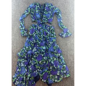 ASOS DESIGN Tall Cutout Tiered Maxi Dress Floral Blue Purple US 6
